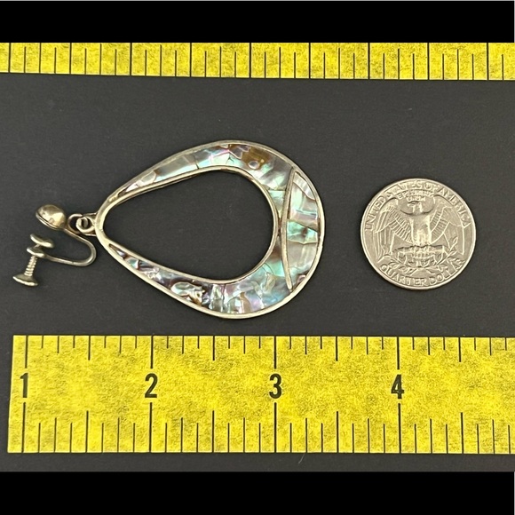 Vintage, Mexico Sterling Silver Abalone Earrings - Picture 7 of 7